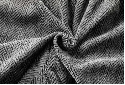 Man's straight-leg fleece-lined casual trousers in black, shown with elastic waistband detail.
