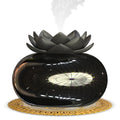 Pure black round ultrasonic humidifier with USB cable and single fog outlet for aromatherapy