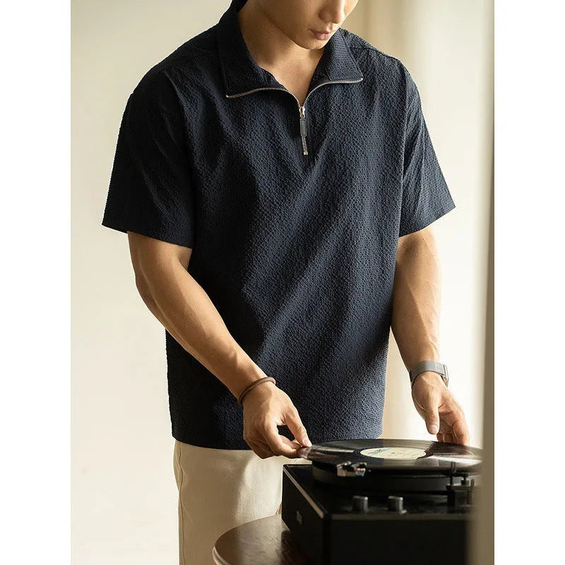 Men's loose fit short sleeve T-shirt in cedar green made from quick-drying Ice Silk polyester fabric