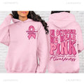 Breast cancer awareness hooded sweatshirt with retro print and side seam pockets in khaki colour