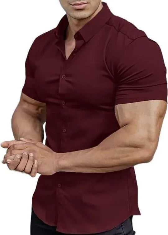Men's short sleeve printed shirt with cardigan style in multiple colours and sizes