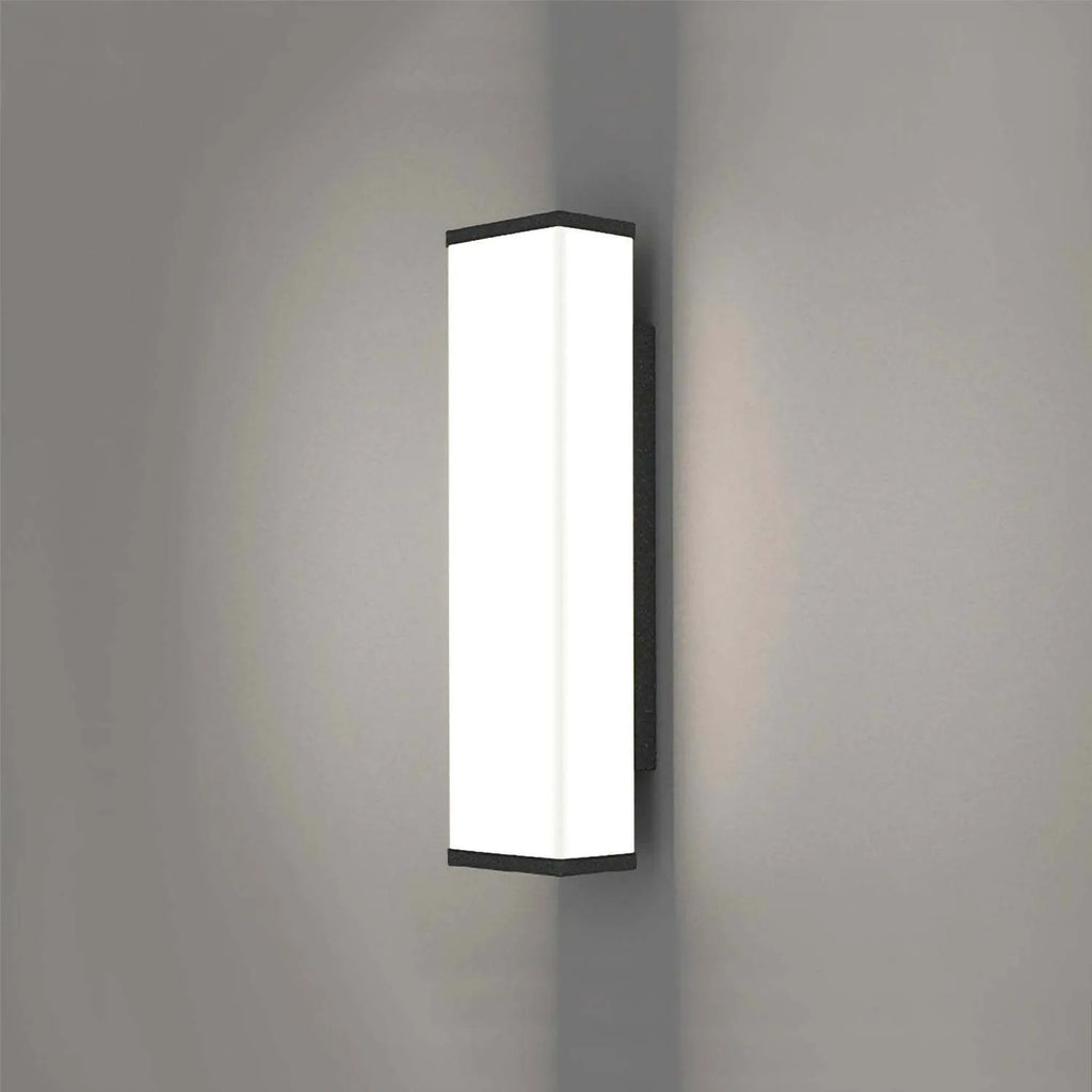 Stainless steel long strip outdoor wall light mounted on a wall, 60cm tall.