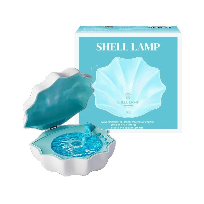 Wireless Bluetooth mini shell light stereo speaker in three colours Aurora Purple Jelly Sea Star Moon White with Wave light