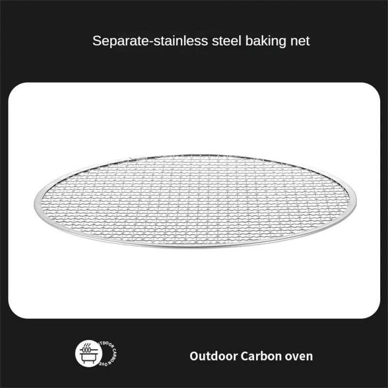 Portable stainless steel barbecue grill with detachable design and storage bag for camping.