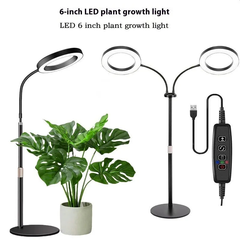 6-inch angel ring retractable floor plant grow light with aluminium alloy shell on a stand