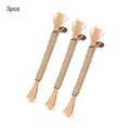 3 natural silvervine dental sticks for cats with sisal rope and raffia, thick and fine diameter options