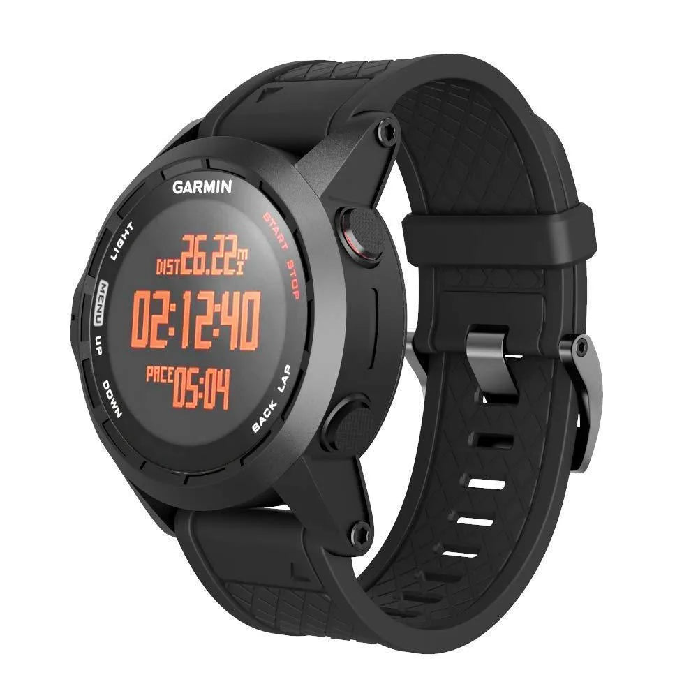Black silicone watch strap with stainless steel buckle for Jiaming 26mm watches