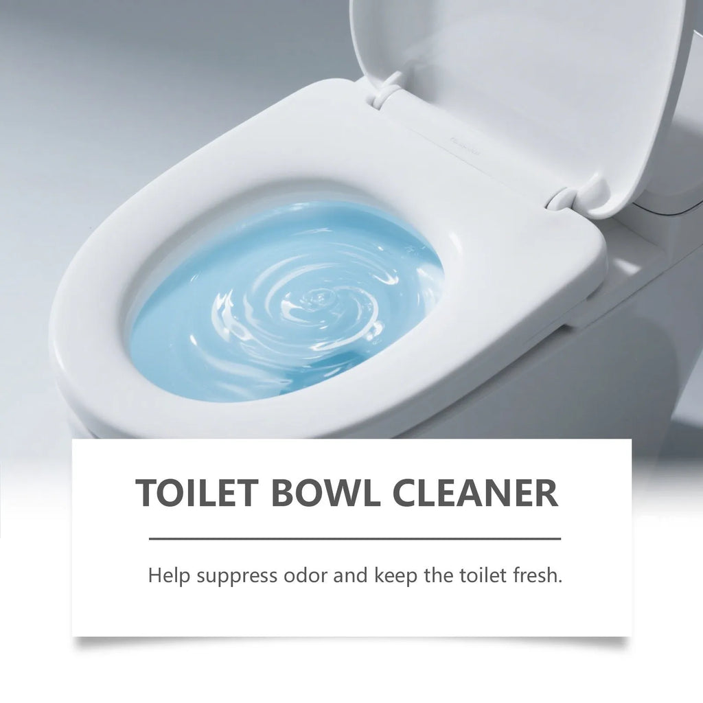 Four sachets of toilet cleaning powder with a measuring scoop for urine stain removal