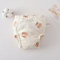 Cotton gauze baby urine training pants in Baby Bear pattern, ring design, pure diaper pants for toddlers