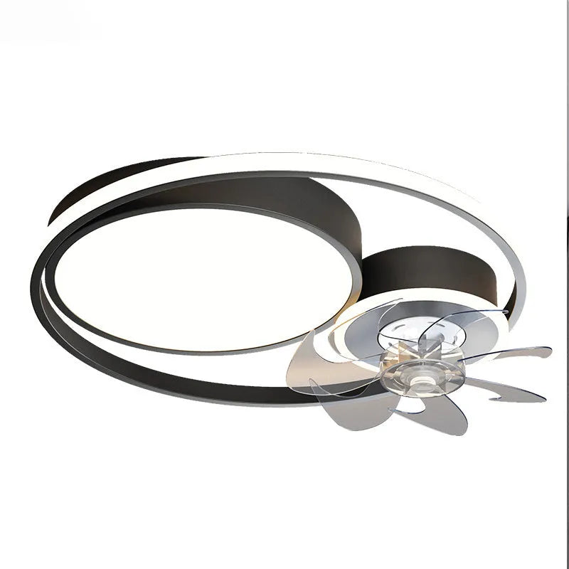48cm ceiling fan light with acrylic lampshade and metal blades in black or gold finish