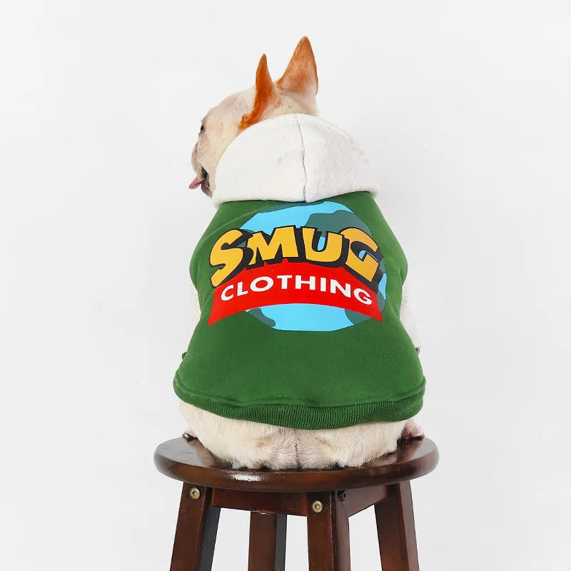 Green cotton dog clothing for autumn and winter wear available in sizes L to 4XL