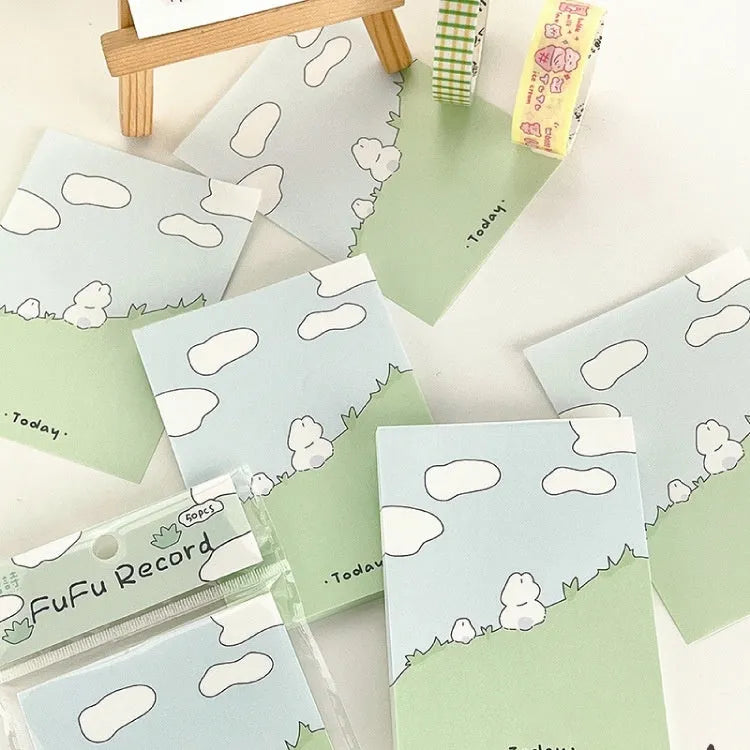 Cartoon design sticky notes in six styles with three different rectangular sizes