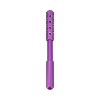 Purple germanium particle facial massage roller with 24 beads for manual skincare