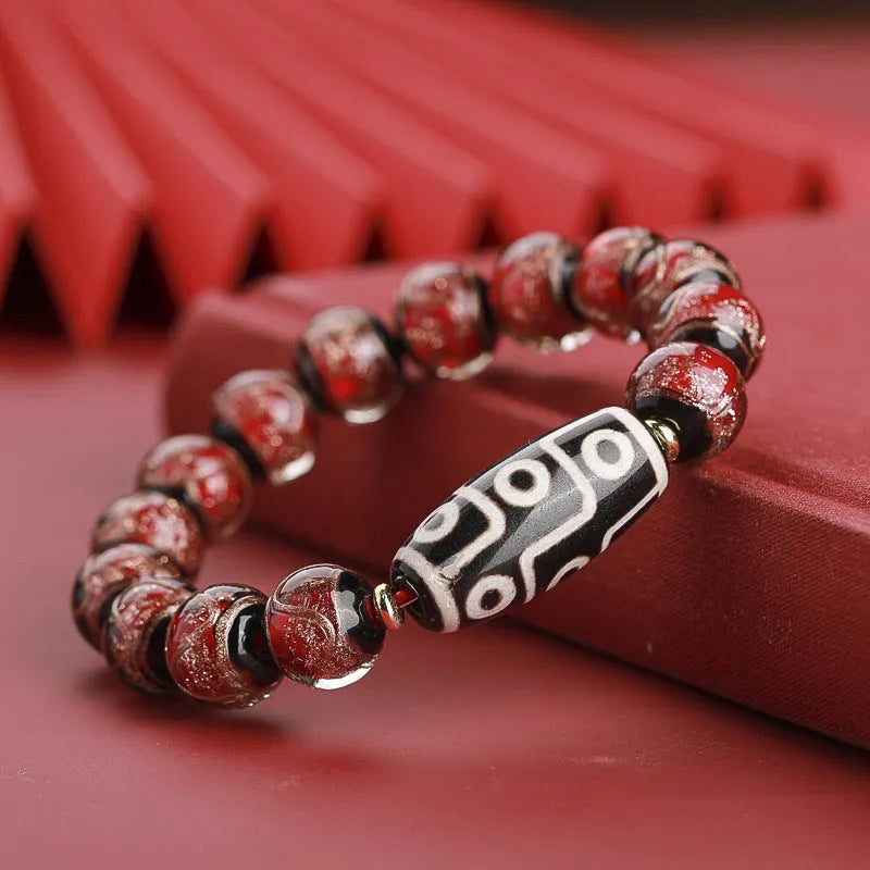 Coloured glaze bracelet with ancient five-colour snake lucky beads and auspicious patterns