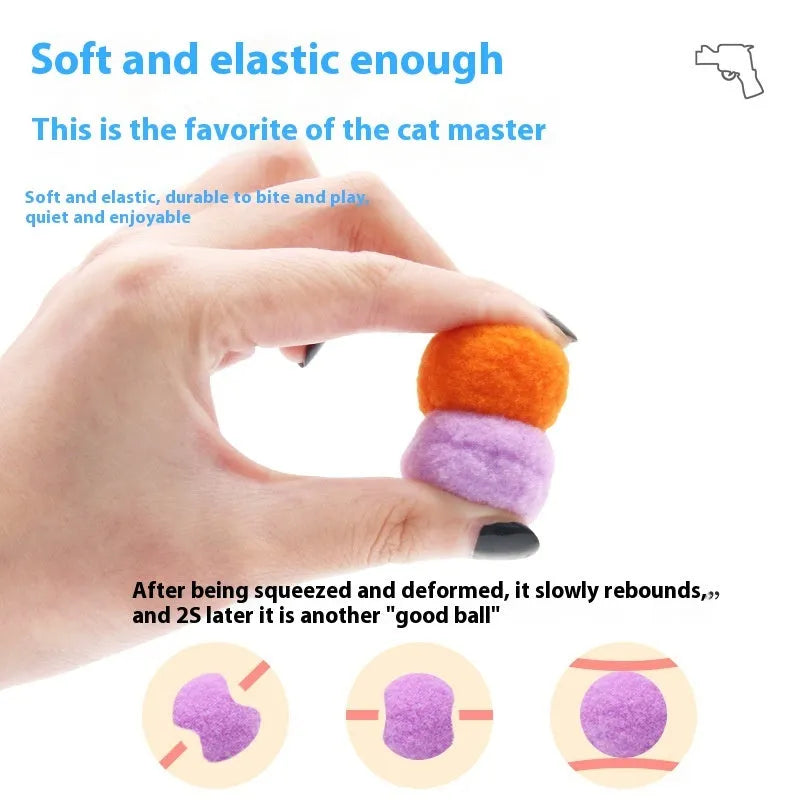 Pet toy gun launcher with colourful plush balls for dogs and cats interactive play