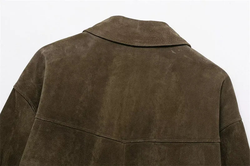 Women's PU leather casual jacket in regular fit Japanese Korean style