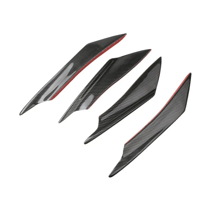 ABS automotive bumper blade air knife spoiler in carbon fibre finish - four-piece set
