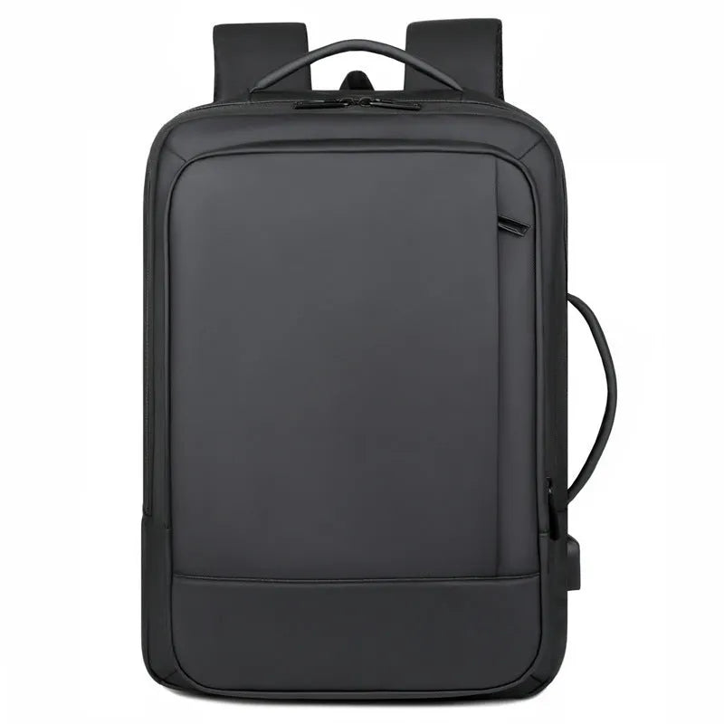 Men's waterproof Oxford cloth backpack with curved shoulder strap in black or grey