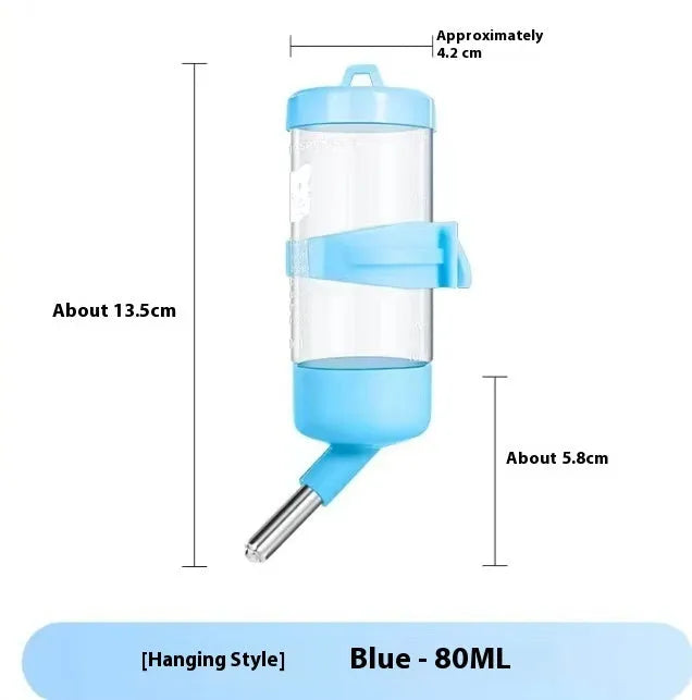 Plastic pet water feeder bottle in assorted colours with ball drinking valve and glass tube.