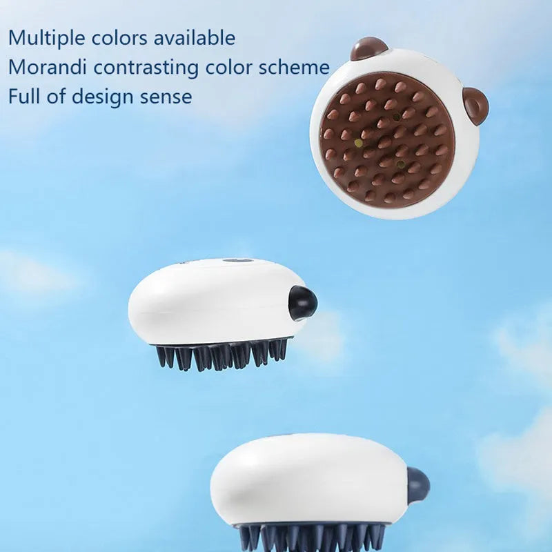 Panda shape silicone pet bath brush with soft bristles for cats and dogs