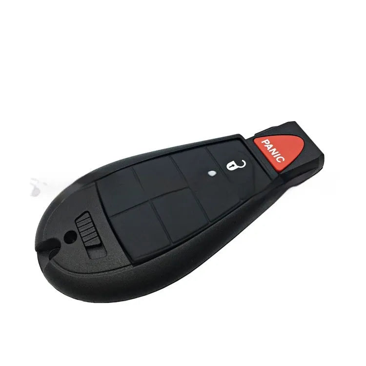 ABS brass replacement car key shell for Dodge and Chrysler vehicles, showing dimensions