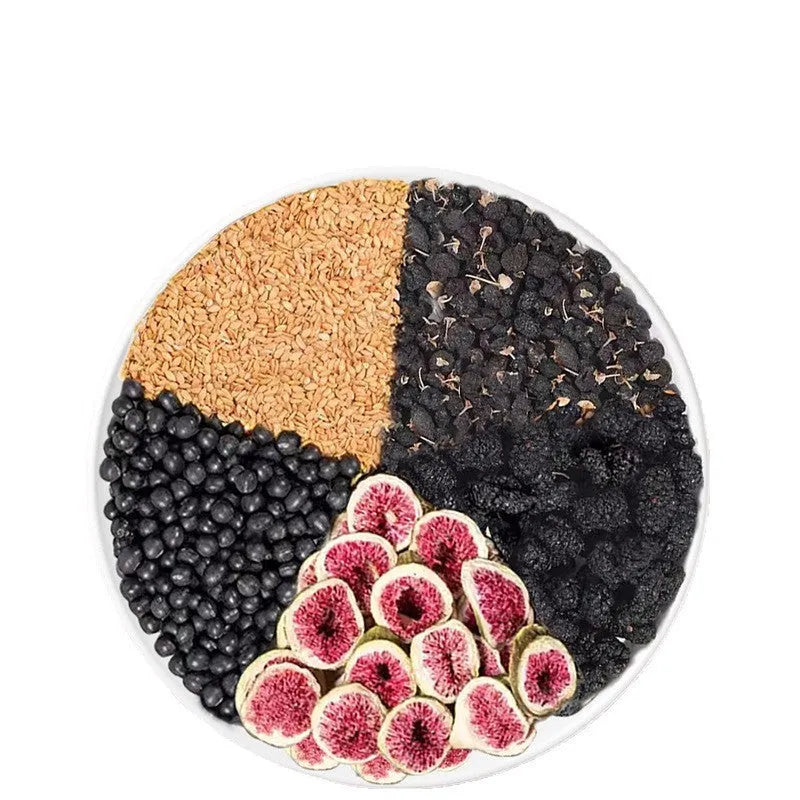 Box of mulberry and black wolfberry herbal tea bags with flaxseed and fig for women's health