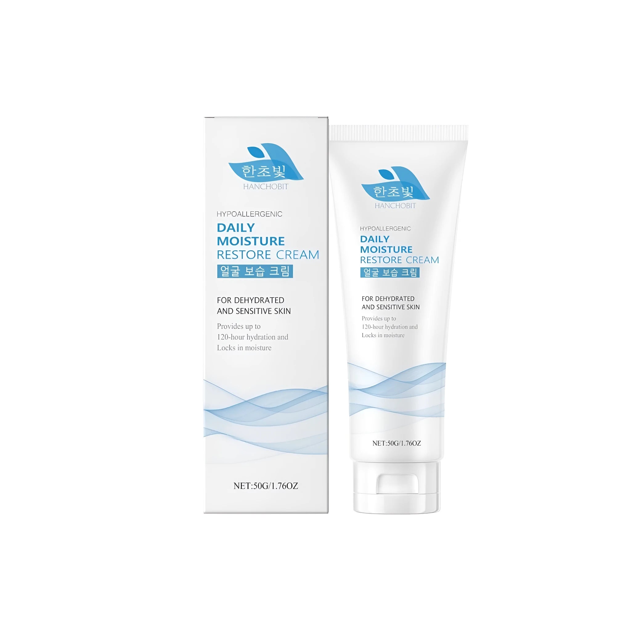 A 50g jar of facial moisturising cream containing hyaluronic acid and ceramide NP.