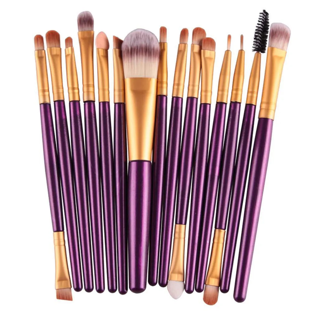 18-piece makeup brush set with fan-shaped cosmetic tools for professional application