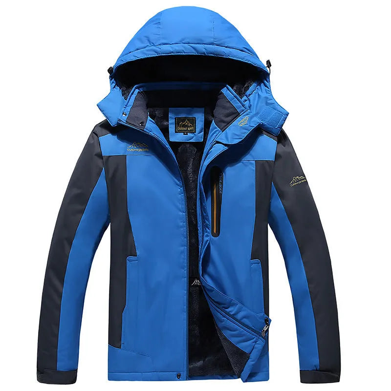 Men's casual hooded warm cotton coat in solid colour with polyester filling, front view