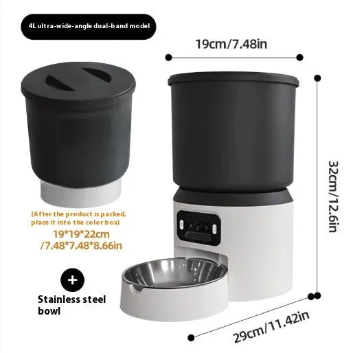 4L smart pet feeder with automatic timer and optional camera monitoring features