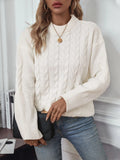 Women's loose casual sweater with twist detail in solid khaki colour