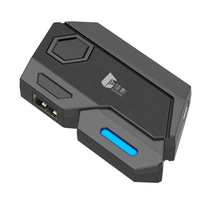 Gamwing Jiaying black USB adapter for connecting keyboards and mice to mobile phones for gaming.