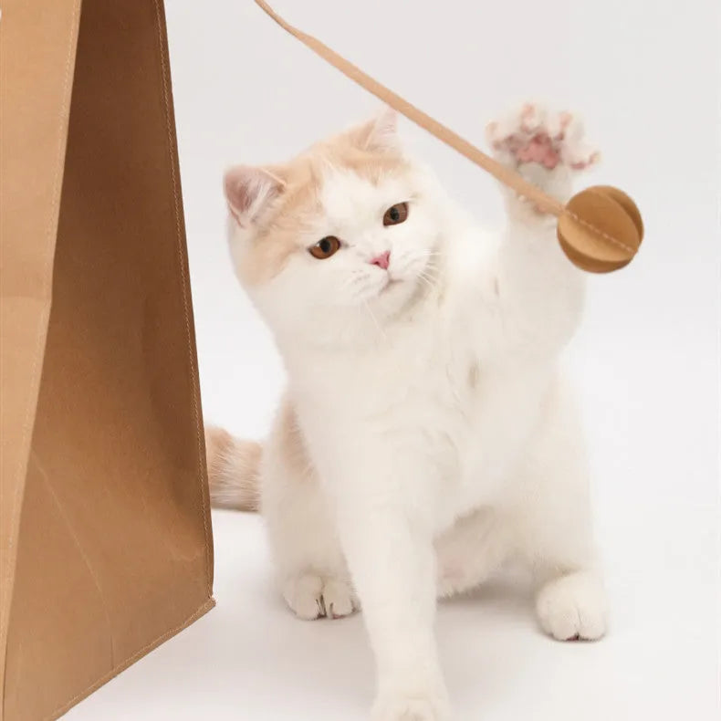 Brown washable kraft paper cat nest with integrated scratch board measuring 40x30x53cm