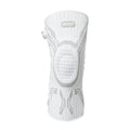 Grey and white sports knee pad for adults, available in sizes M, L and XL.