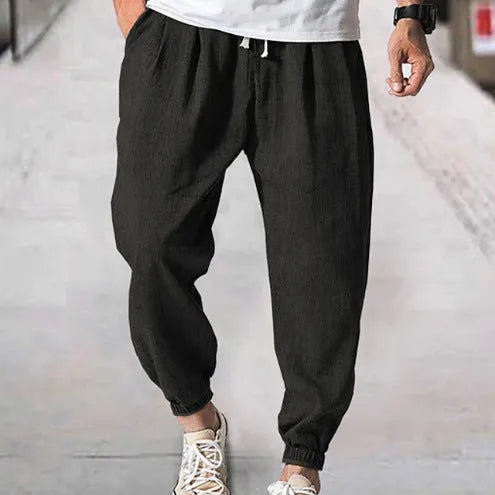 Men's casual cotton ankle banded summer pants in multiple colour options