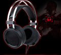Black wired computer gaming headset with 2-metre cable and 3.5mm audio connector