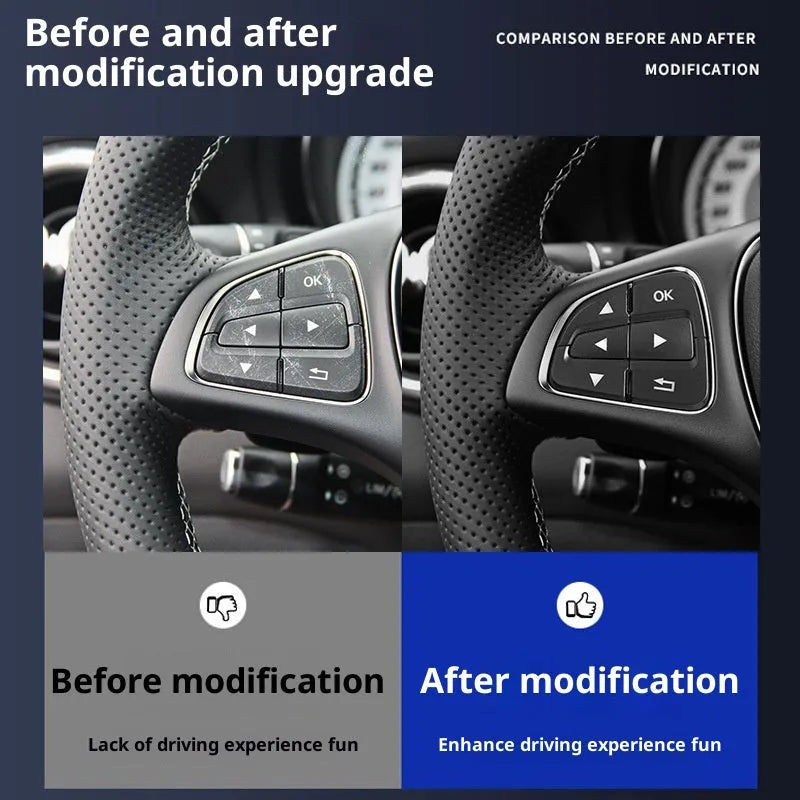Set of ABS plastic steering wheel button stickers for Mercedes models