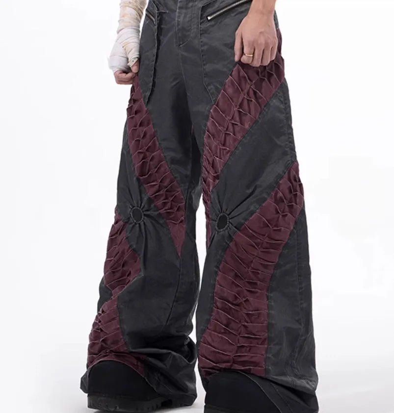 Retro three-dimensional keel casual sports pants in viscose rayon fabric, shown in gray colour with straight hem.