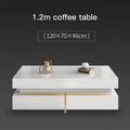 Modern minimalist tempered glass TV cabinet and coffee table set with baking paint finish in a living room