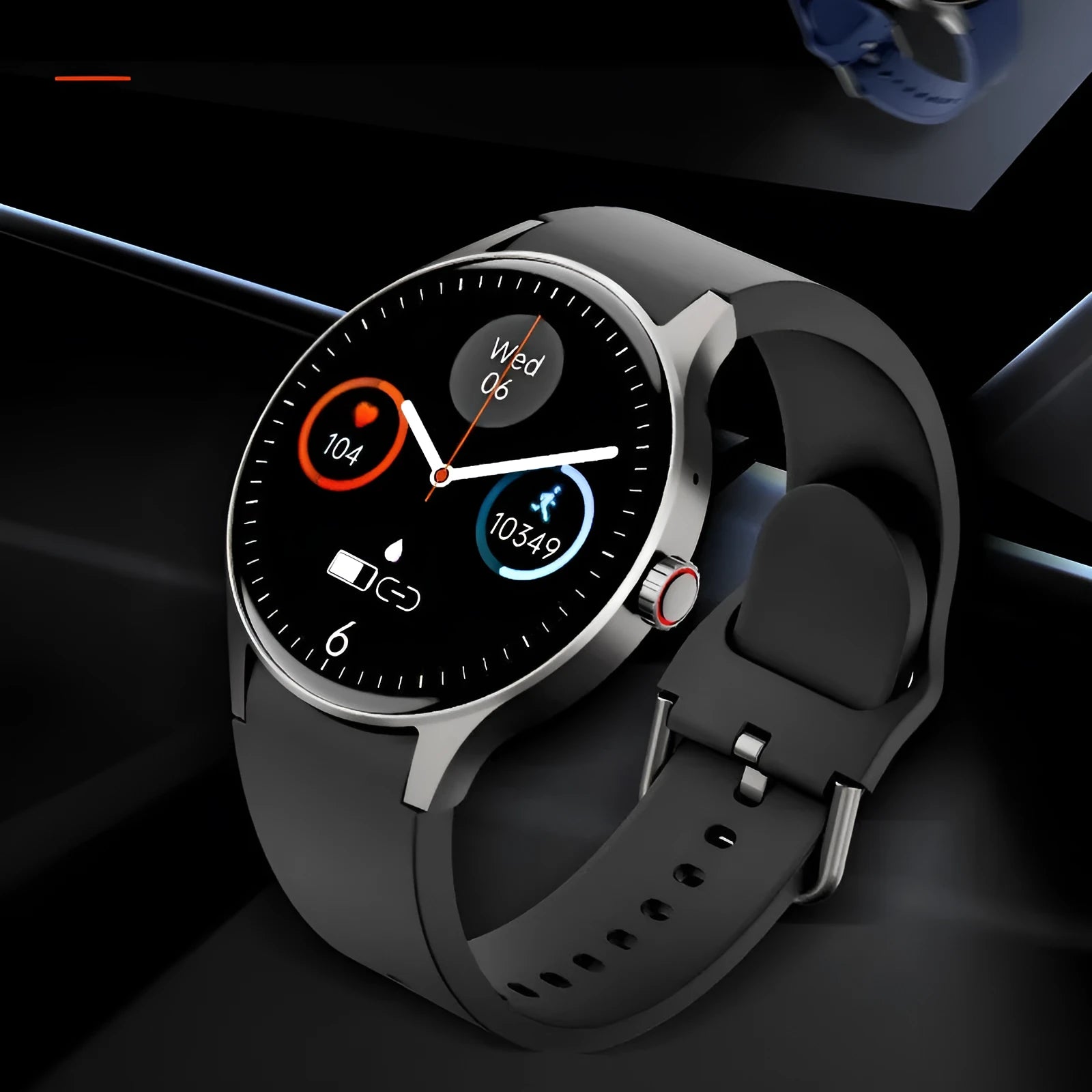 46mm smart watch with blood sugar detection on wrist showing AMOLED display