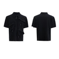 Men's deconstructed multi-collar polo shirt with geometric pattern in polyester fabric