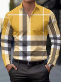 Men's printed polyester shirt with long sleeves and button lapel in multiple colour options