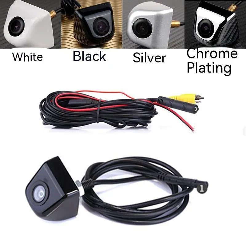 HD car night vision waterproof rearview camera with metal shell in black, silver, white or chrome finishes