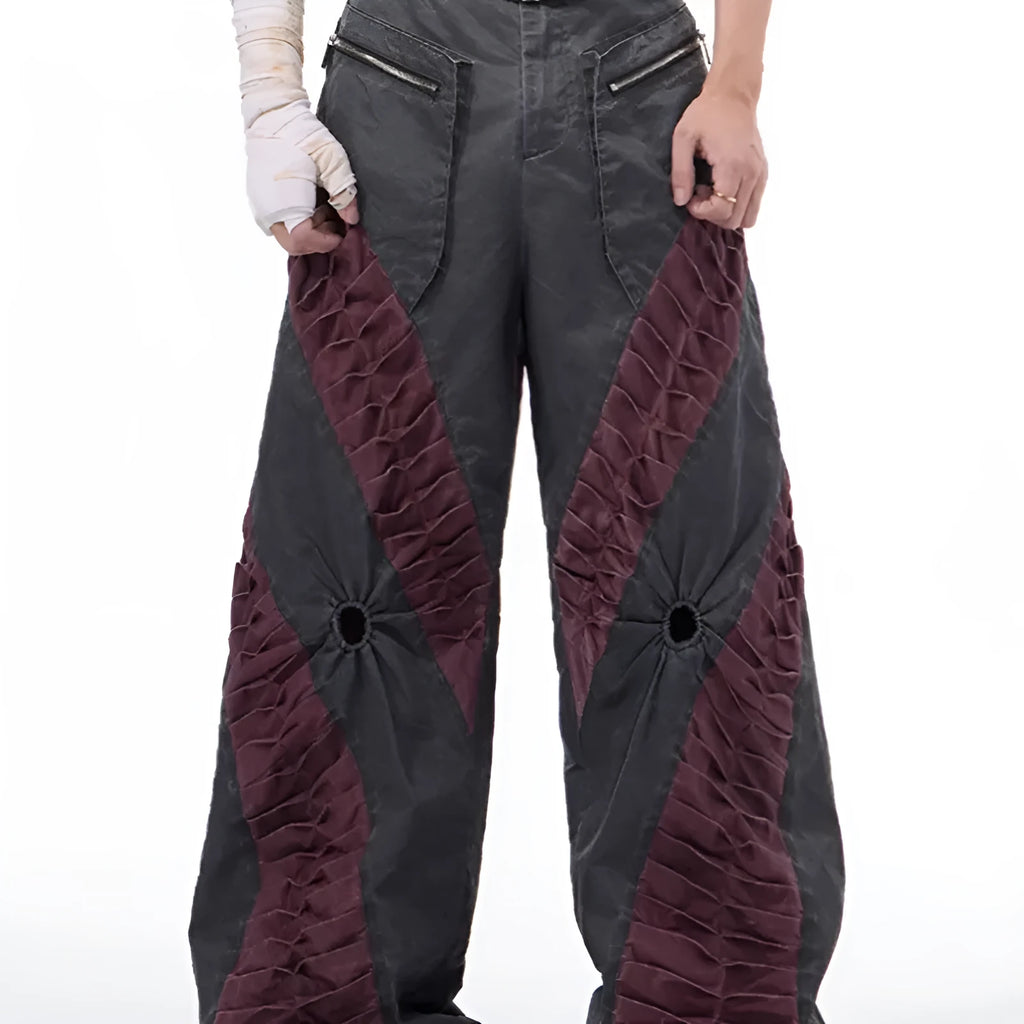 Retro three-dimensional keel casual sports pants in viscose rayon fabric, shown in gray colour with straight hem.
