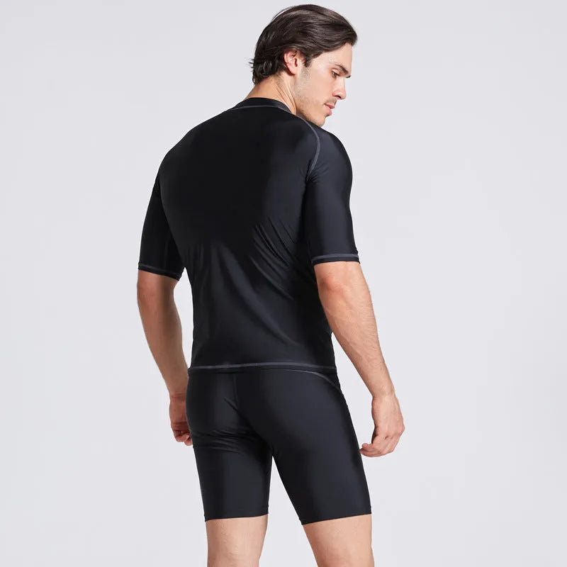 Men's quick-drying half sleeve wetsuit swimsuit for snorkeling and surfing in nylon fabric