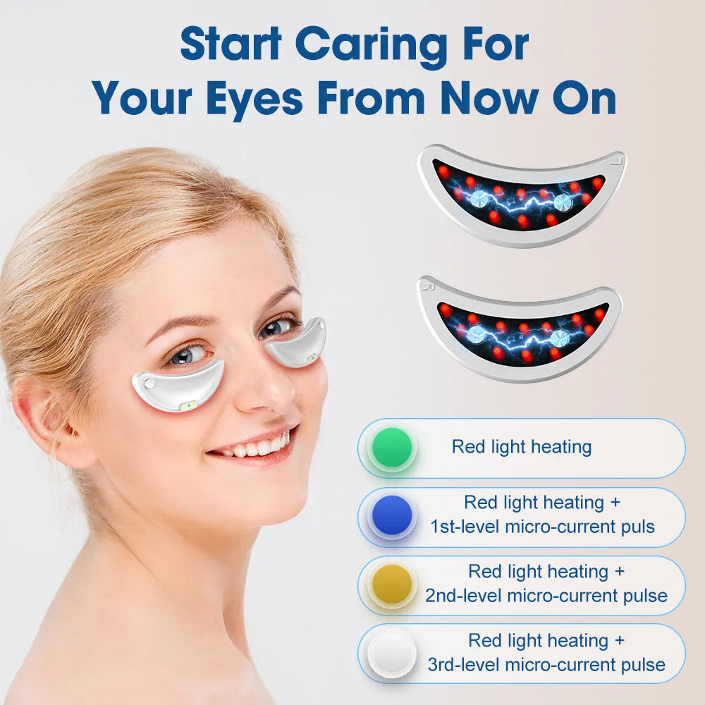 White wireless red light EMS eye and facial beauty massager device
