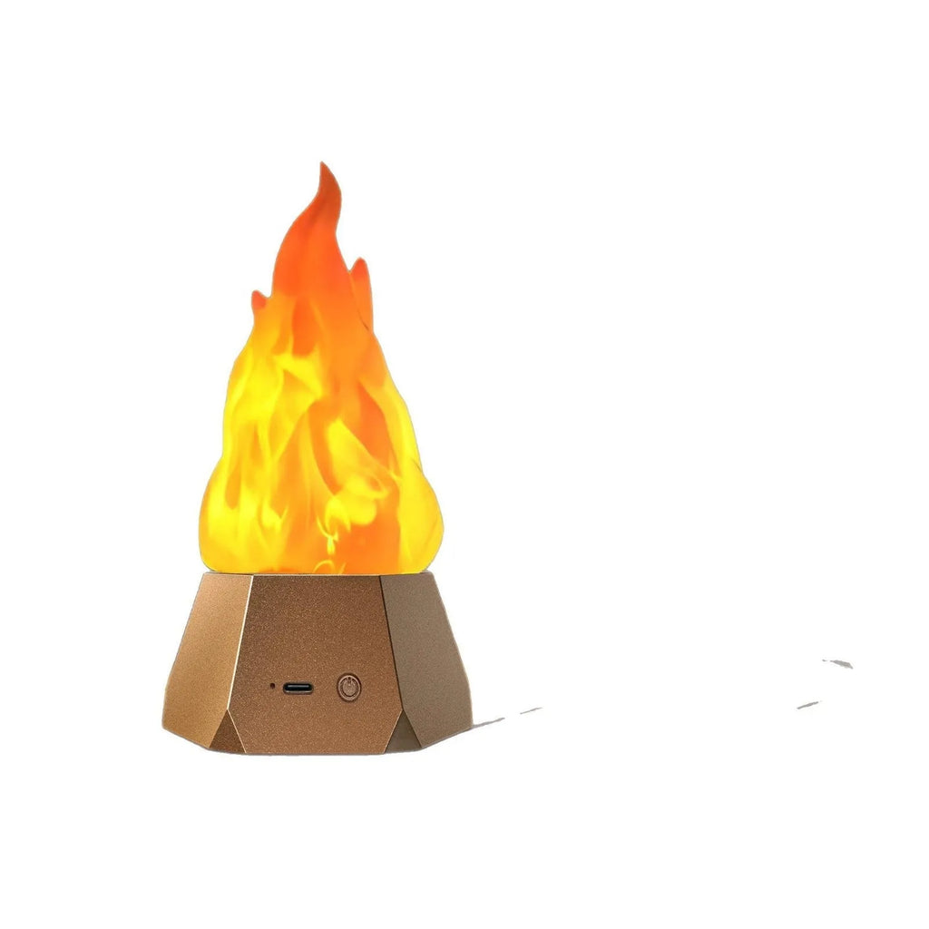 Flame-shaped decorative night light with black charging base for indoor and outdoor use