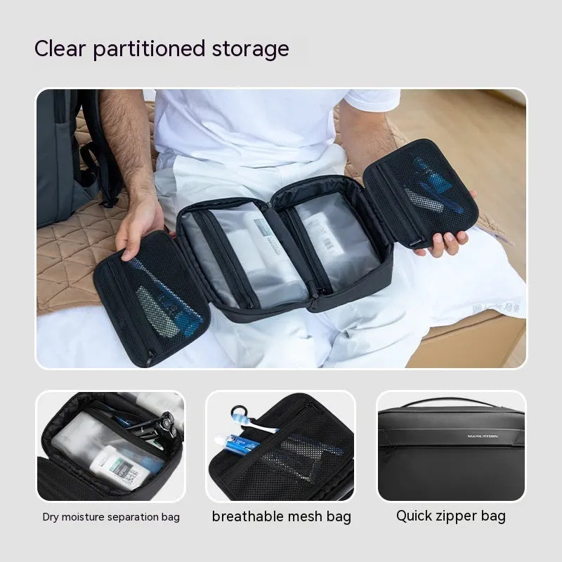 Oxford cloth toiletries storage bag with wet-dry separation compartments and multi-layer interior organisation