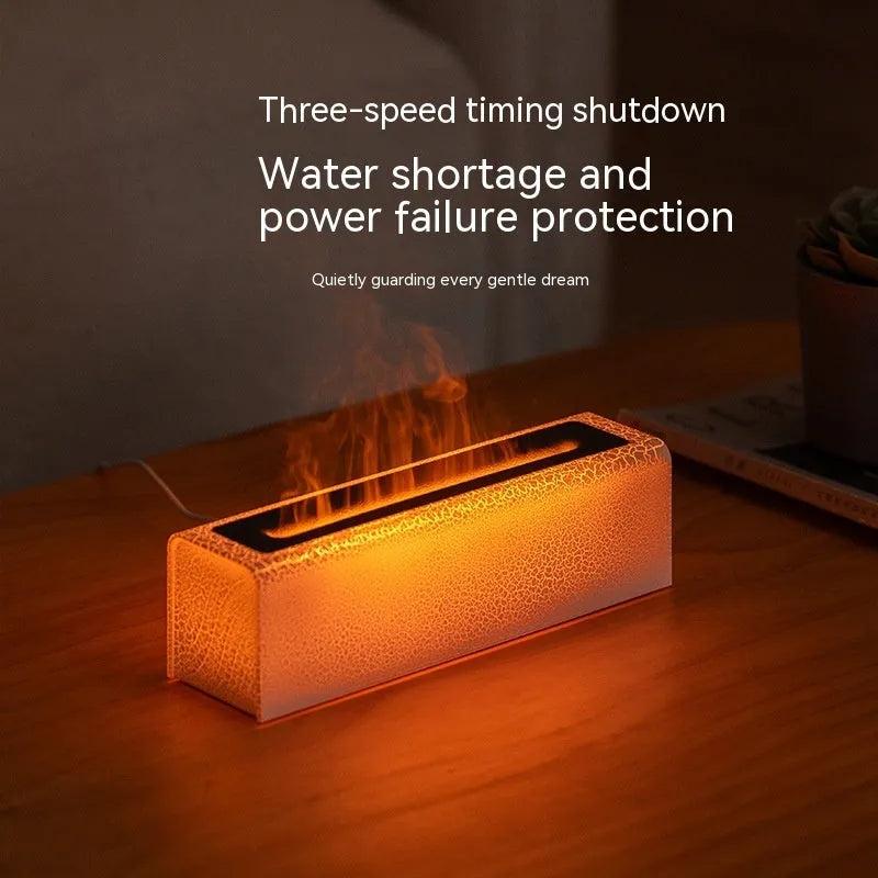 Square black desktop humidifier with creative lava flame lighting effect