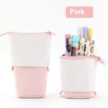Korean style drop-down telescopic stationery case in cotton and linen with PU corduroy exterior